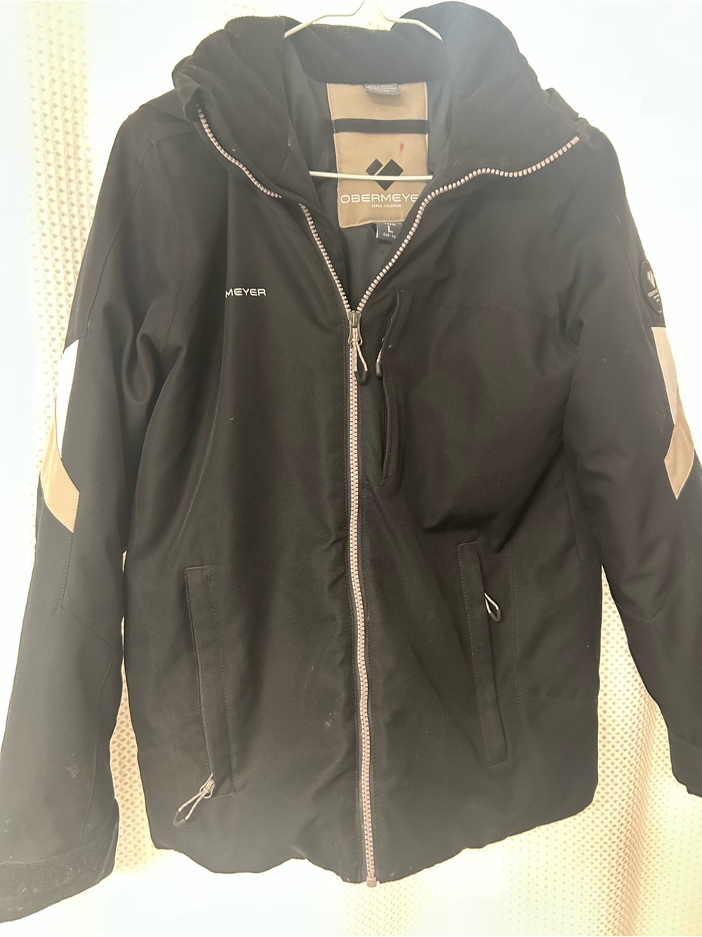Obermeyer Black Jacket with Tan Accents - Kids Puffer Coat